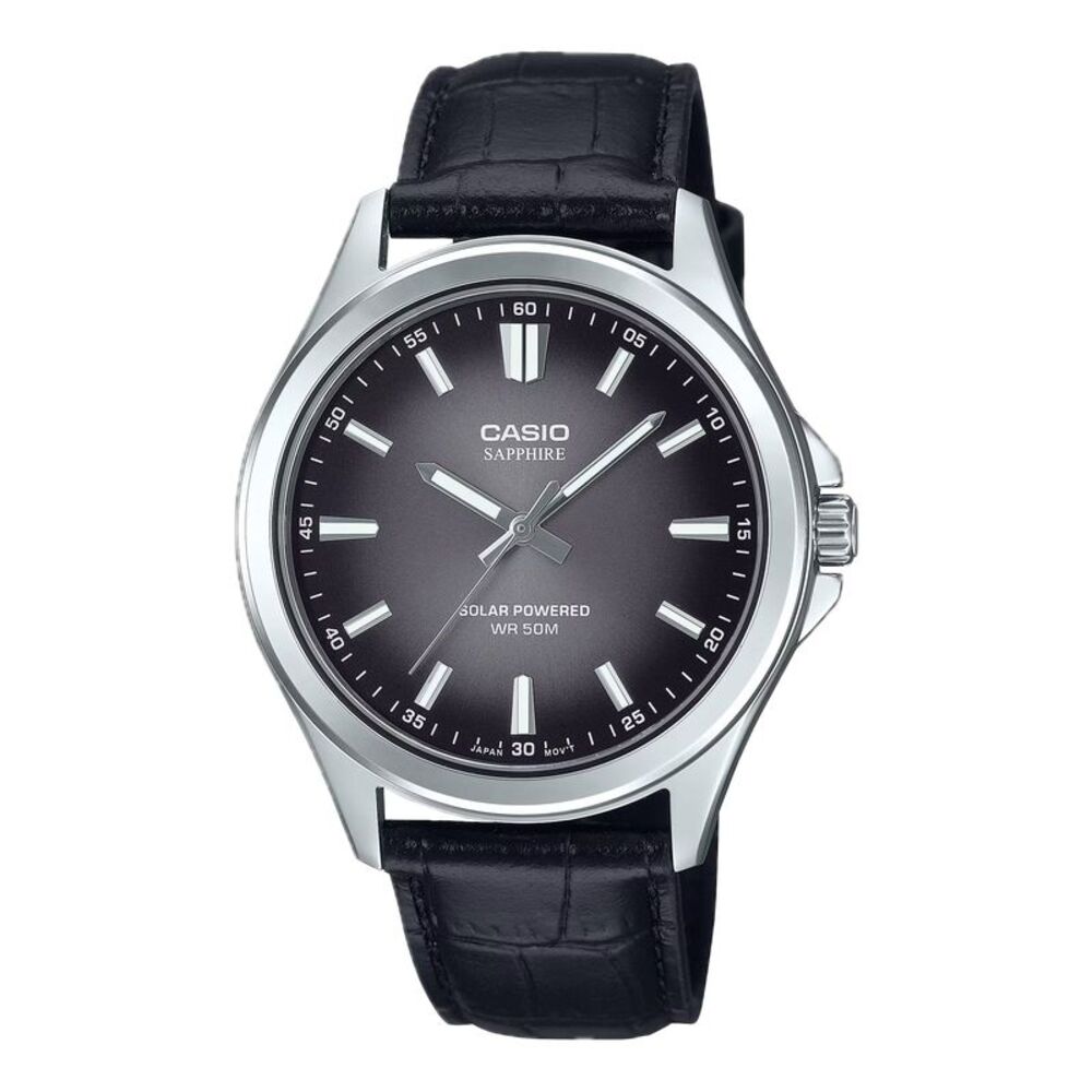 Casio Men’s Black Dial Leather Strap Watch – MTS-100L-1AVDF